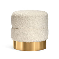 Interlude Home Charlize Stool - Faux Shearling/ Brass