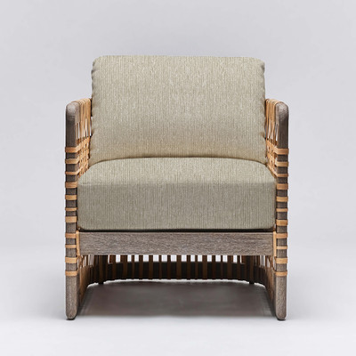 Interlude Home Palms Lounge Chair - Grey Ceruse/ Straw
