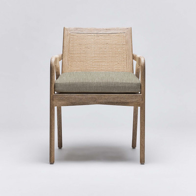 Interlude Home Delray Arm Chair - White Ceruse/ Straw