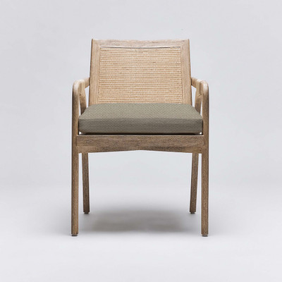 Interlude Home Delray Arm Chair - White Ceruse/ Sisal
