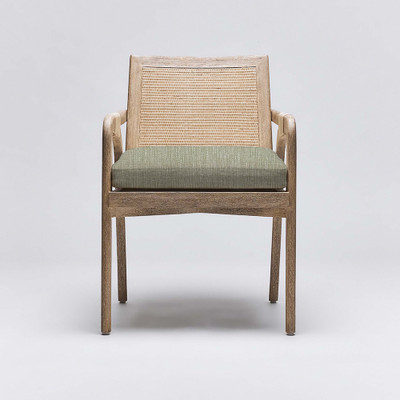 Interlude Home Delray Arm Chair - White Ceruse/ Fern
