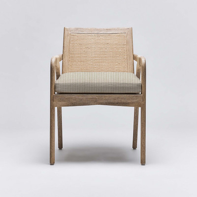 Interlude Home Delray Arm Chair - White Ceruse/ Natural