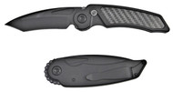 Rat Worx MRX Full Size Chain Drive Knife Reverse Black Tactical Blade Carbon Fiber Inlay Black Handle