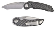 Rat Worx MRX Mini Chain Drive Knife Reverse Stonewash blade Carbon Fiber Handle