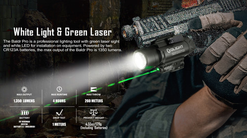 OLIGHT Baldr PRO レーザー&LEDライト OLIGHT Baldr Pro R 1350 Lumen Green Laser Light Combo