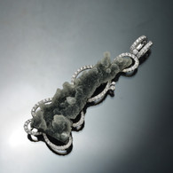 18 karat White Gold, Diamond Halo and Slender Stalactite Pendant
