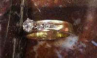 14KT GOLD DIAMOND RING CBI MFG STAMP 1/4 CARAT CENTER DIAMOND 5 1/2