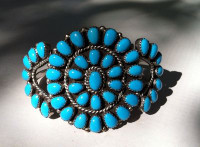 BEAUTIFUL RARE ZUNI CLUSTER SLEEPING BEAUTY TURQUOISE BRACELET B TOUCHINE
