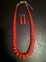 FABULOUS NECKLACE LARGE BEADS FASHION JEWELRY ORANGE CORAL NECKLACE