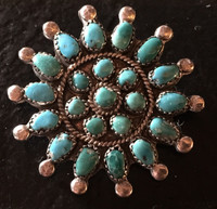 ZUNI CLUSTER TURQUOISE ROUND PIN BROACH