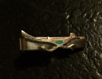 ZUNI TURQUOISE INLAY ROADRUNNER TIE CLASP