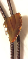 BOLO TIE TRIANGULAR SHAPED AGATE BROWN CLOTH CORD