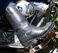 Black Hornback Crocodile Motorcycle Boots