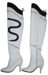 White Leather knee high boots