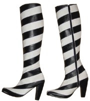 Black and white knee high boots