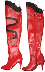 Red Leather knee high boots 2