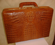 Brown Hornback Crocodile Briefcase