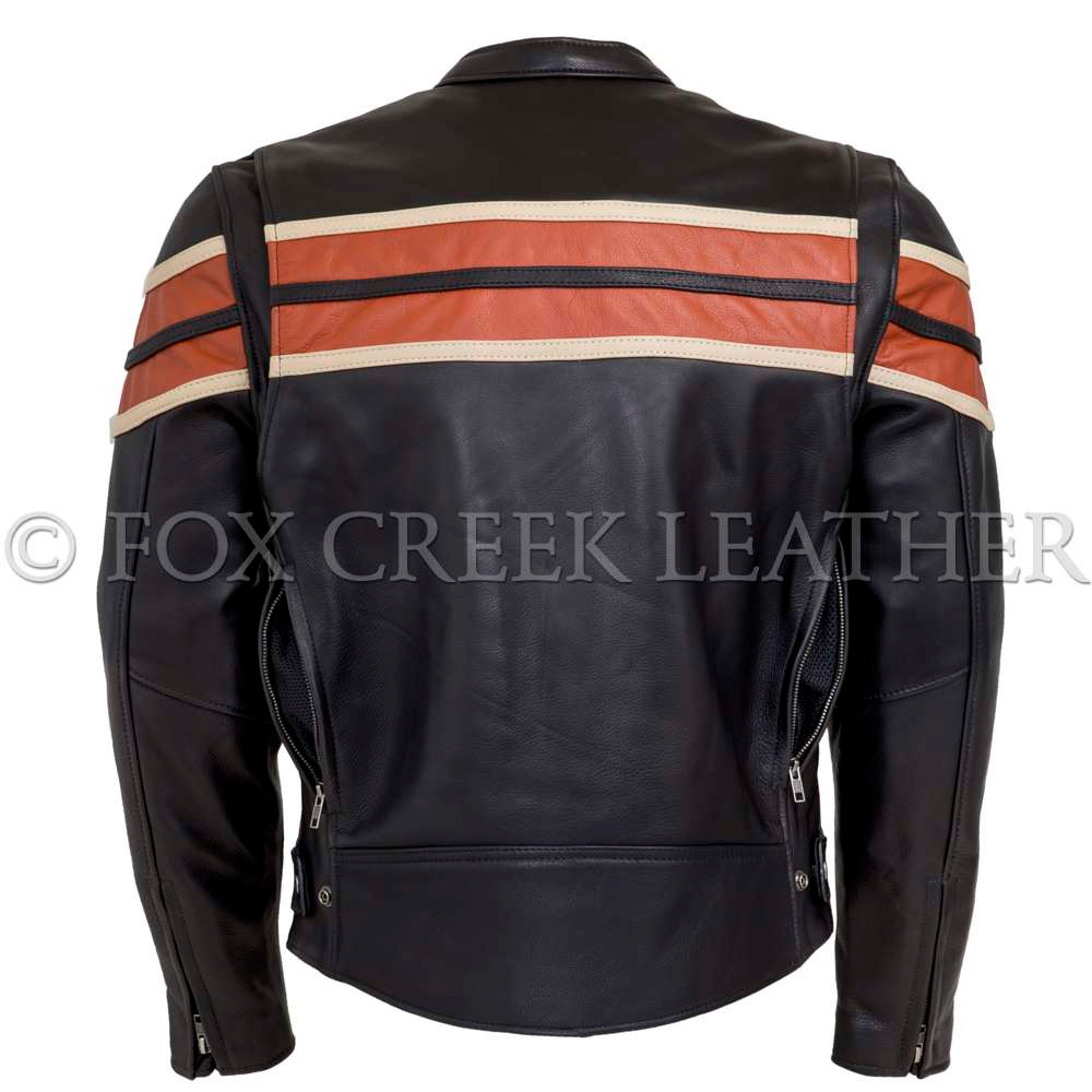 Men's Triple Striped Vented Racing Jacket - Fox Creek Leather