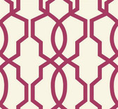 GE3669-Ashford Geometrics Hourglass Trellis Wallpaper in Rosewood and White