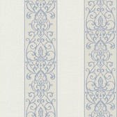 Bradford Arbella Damask Swirl Stripe Spruce-White Wallpaper 492-2105