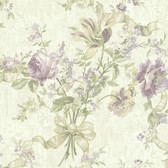 Carleton Ribbon Floral Lilac Wallpaper 292-80809