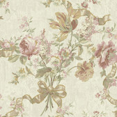 Carleton Ribbon Floral Pink Wallpaper 292-80814