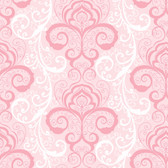 Contemporary Christel Vanessa Henna Brocade Wallpaper in Pink and White CHR11641