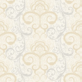 Contemporary Christel Vanessa Henna Brocade Wallpaper in Beige and Grey CHR11645