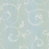 Contemporary Christel Gibby Leafy Scroll Aqua Wallpaper CHR11665