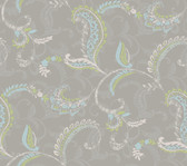 Contemporary Christel Riley Paisley Scroll Wallpaper in Sapphire and Green CHR11692