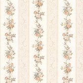 992-68304-Lorelai Peach Floral Stripe wallpaper