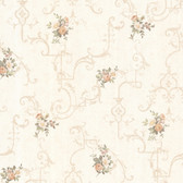992-68309-Lori Peach Floral Trellis wallpaper