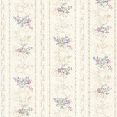 992-68333-Maury Purple Floral Bouquet Stripe wallpaper