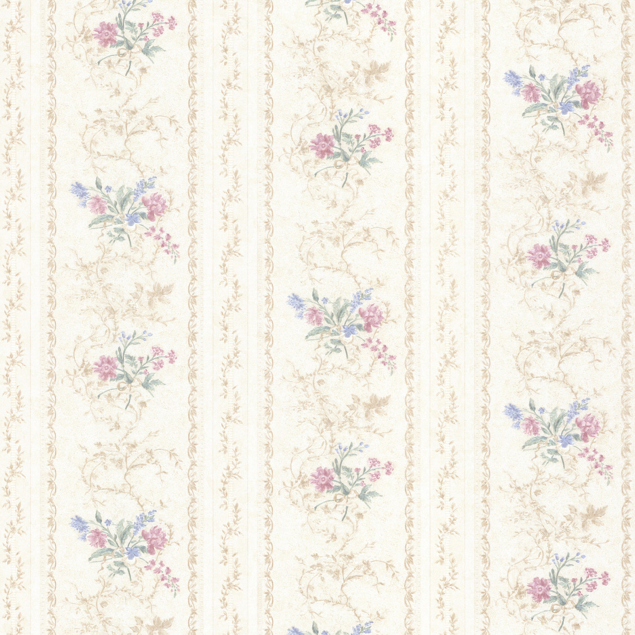 992-68335-Maury Pink Floral Bouquet Stripe wallpaper - indoorwallpaper.com