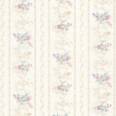 992-68335-Maury Pink Floral Bouquet Stripe wallpaper