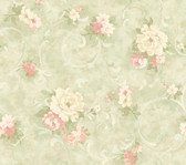 Handpainted III Painterly Scroll Sage-Rose-Parchment Wallpaper HP0309