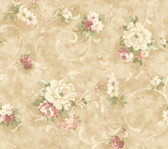 Handpainted III Painterly Scroll Magenta-Cream-Linen Wallpaper HP0312