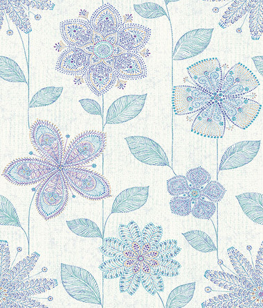 Maisie Indigo Batik Flower  wallpaper