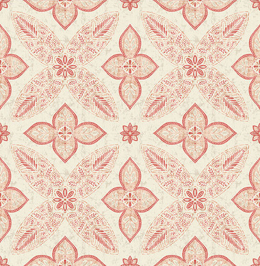 Off Beat Ethnic Red Geometric Floral  wallpaper