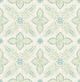 Off Beat Ethnic Turquoise Geometric Floral  wallpaper