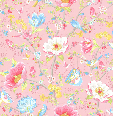 Leizu Pink Chinese Garden Wallpaper