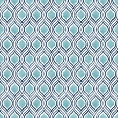 Plume Turquoise Ogee Wallpaper