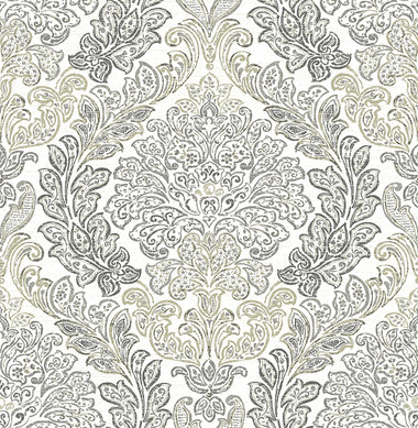 Fontaine Grey Damask Wallpaper