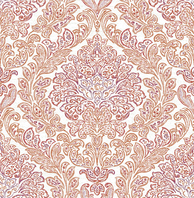 Fontaine Orange Damask Wallpaper