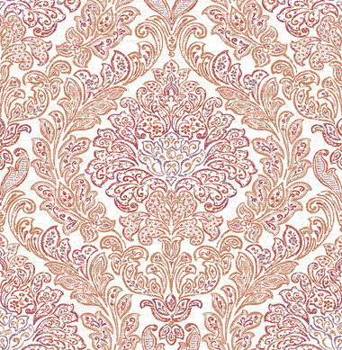 Fontaine Orange Damask Wallpaper