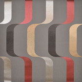 Y6221001 Ribbon Wallpaper - Warm Grey/Red/Gold