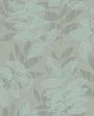 2793-87323 Chimera Turquoise Flocked Leaf Wallpaper