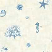 Kitchen & Bath Essentials 2766-54531 - Saguaro Seashells Wallpaper Blue