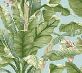 York Premium Peel and Stick PSW1036RL - Banana Leaf Wallpaper Blue/Green