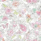 DI0966 Disney Princess Royal Floral Wallpaper